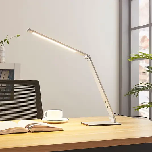 Lampa stołowa LED aluminiowa Nicano ze ściemniaczem