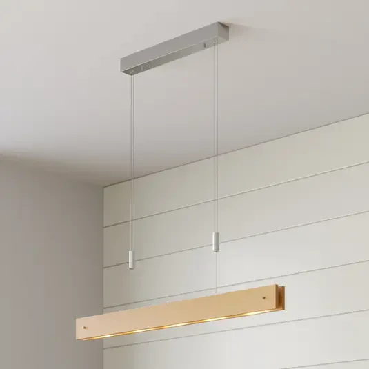 Drewniana lampa wisząca LED Karinja ze ściemniaczem, naturalna