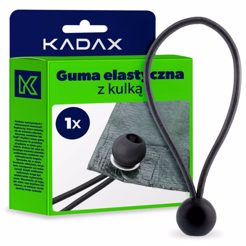Guma elastyczna KADAX z kulką 15 cm, czarna 1szt.