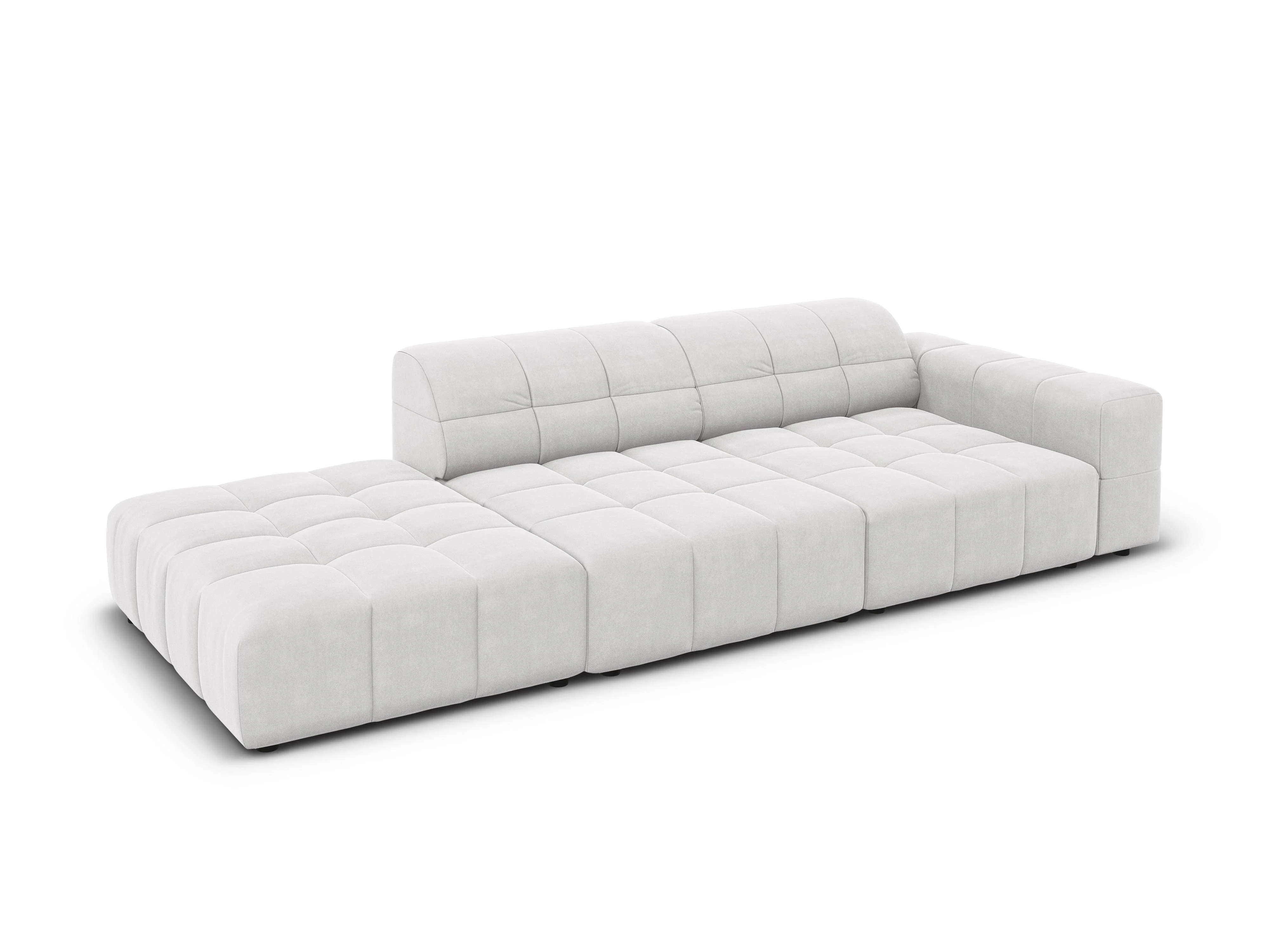 Sofa aksamitna lewostronna 3-osobowa CHICAGO jasnoszary