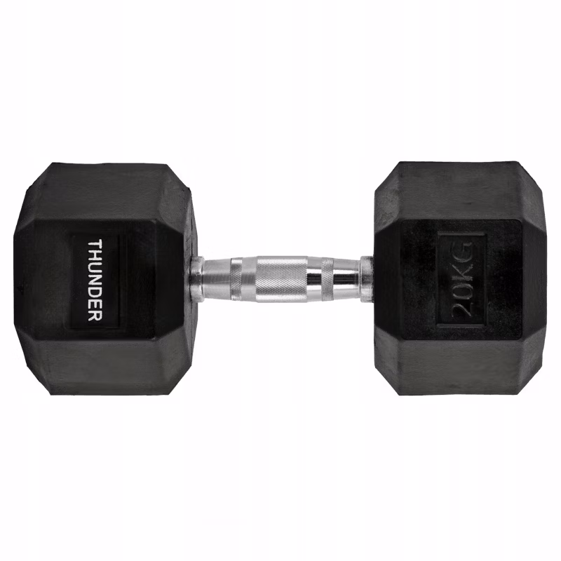 Hantla hexagonalna 20 kg THUNDER HEXAGONAL-DUMBBELLS-20KG gumowana stalowa profesjonalna 1szt.
