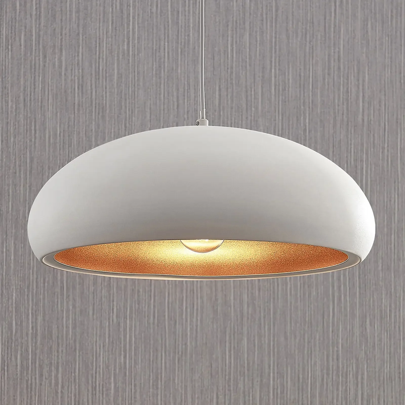 Metalowa lampa wisząca Gerwina, białe złoto