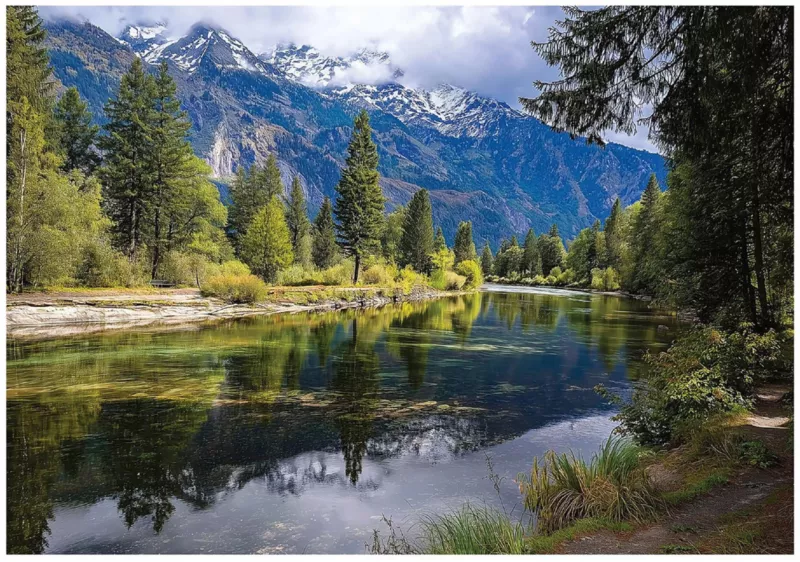 Fototapeta Góry Natura Rzeka WALLARENA 400×280 cm Tapeta Do Sypialni Salonu Na Flizelinie 1 szt.
