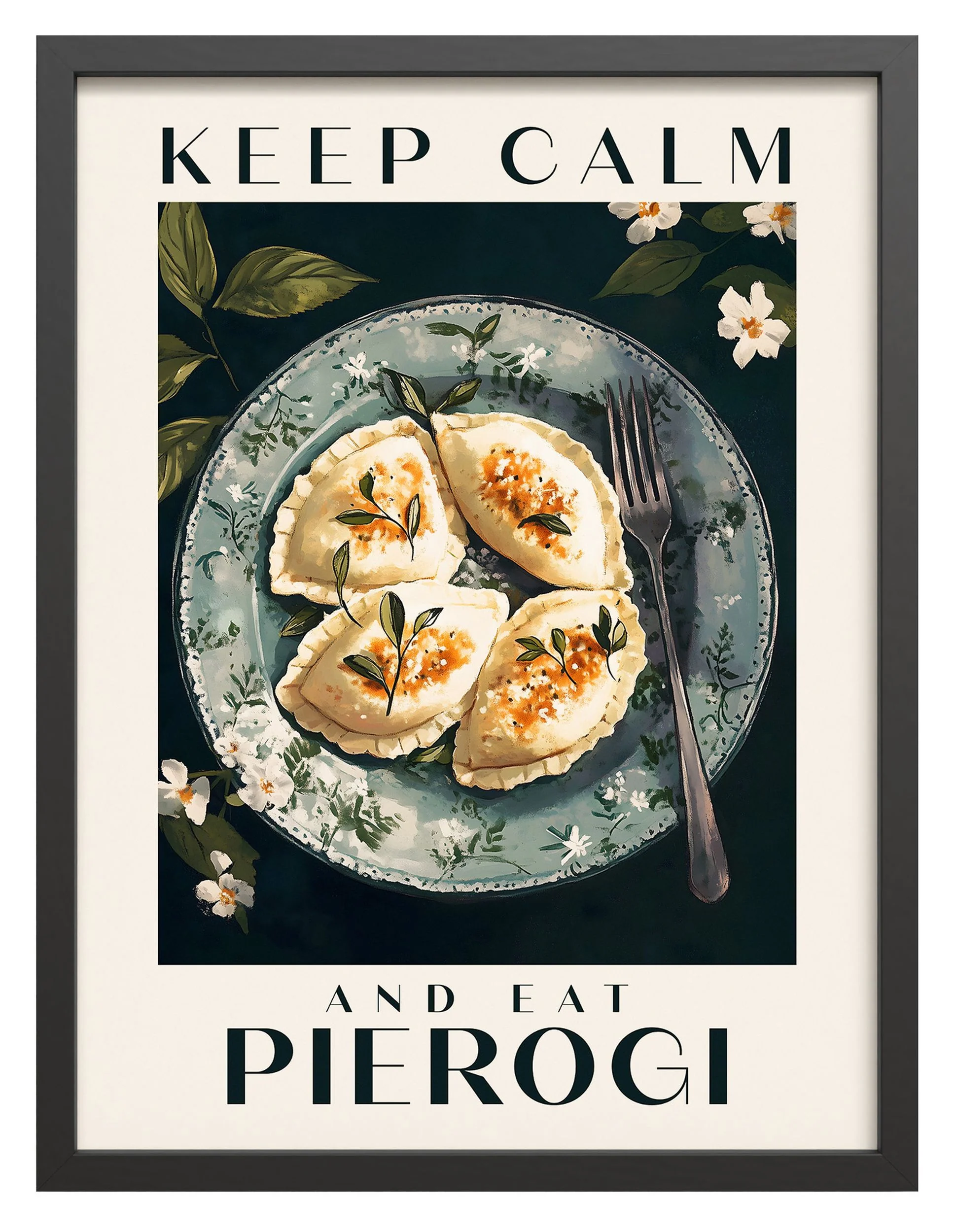 Obraz w czarnej ramie Pierogies 40×30 cm