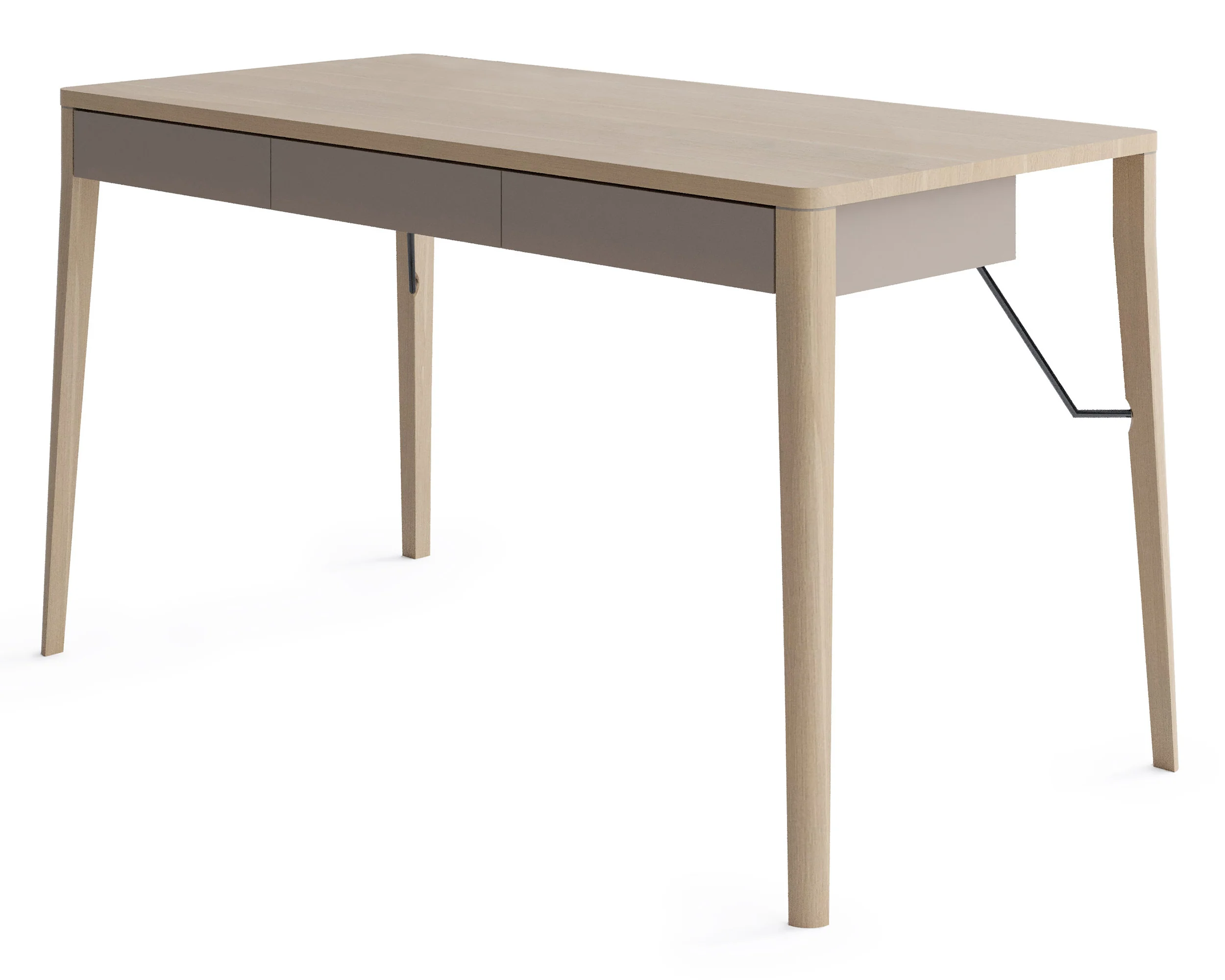 Biurko Match z trzema szufladami 139 cm dąb jasny/beż