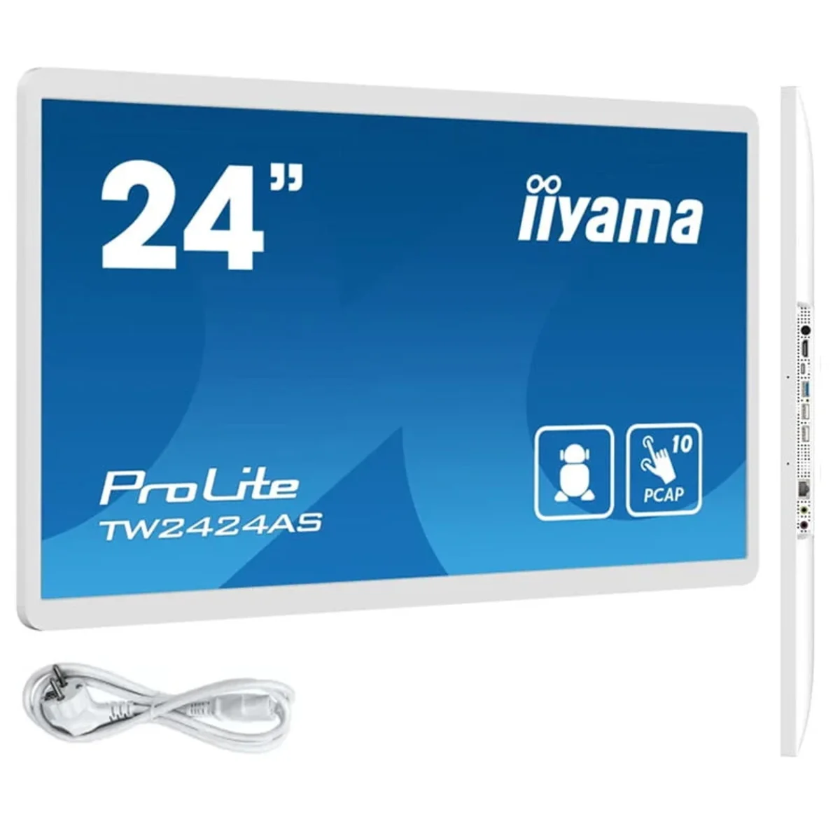 Biały monitor dotykowy iiyama ProLite TW2424AS-W1 24″ IPS LED /HDMI, USB-C/ Android12, GMS, WiFi, LAN, Bluetooth, 24/7 TW2424AS-W1