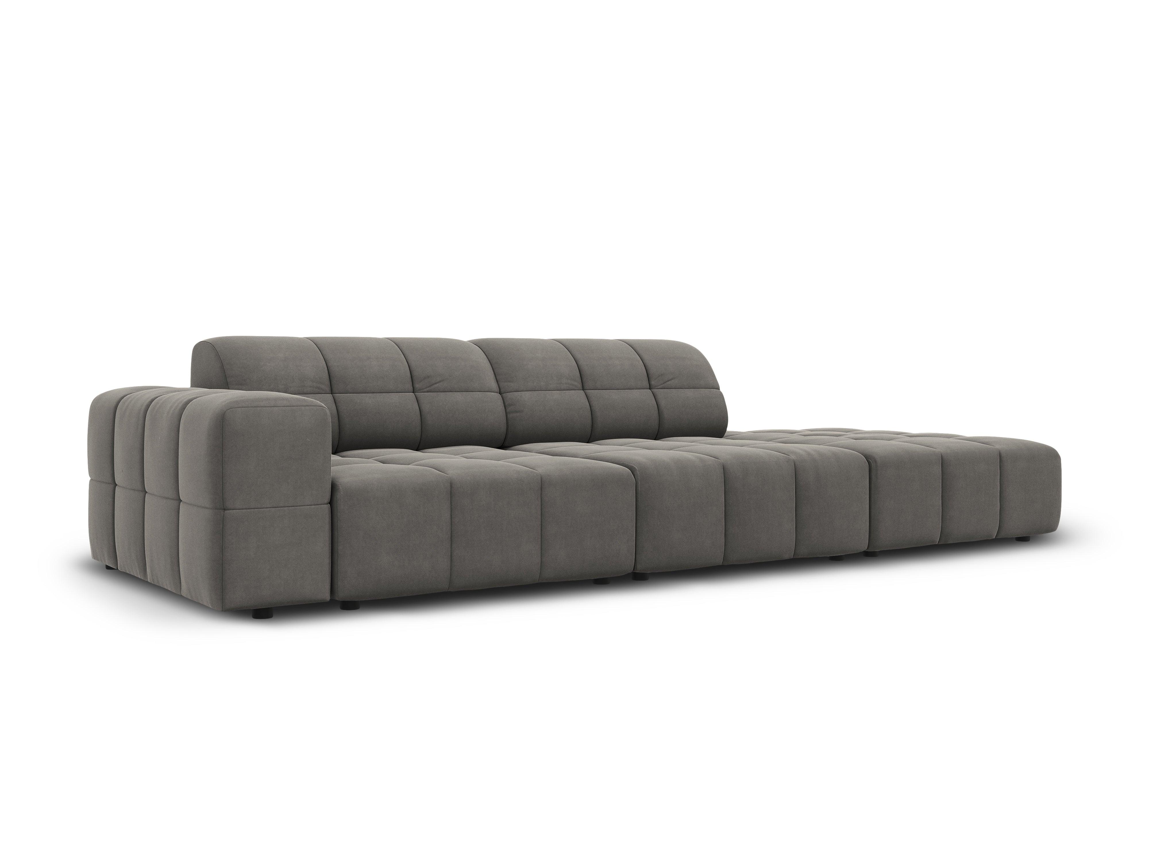 Sofa aksamitna prawostronna 3-osobowa CHICAGO szary