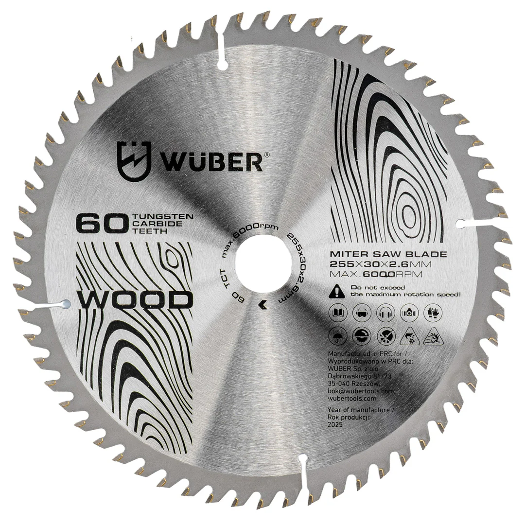 Tarcza widiowa do drewna 255×30 mm 60T WUBER