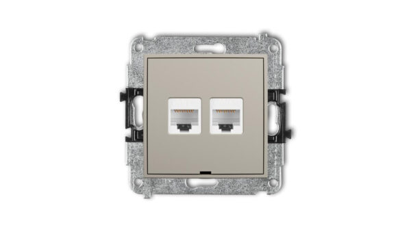 MINI Mechanizm gniazda komputerowego podwójnego 2xRJ45, kat. 5e, 8-stykowy, bez pola opisowego taupe 60MGKBO-2