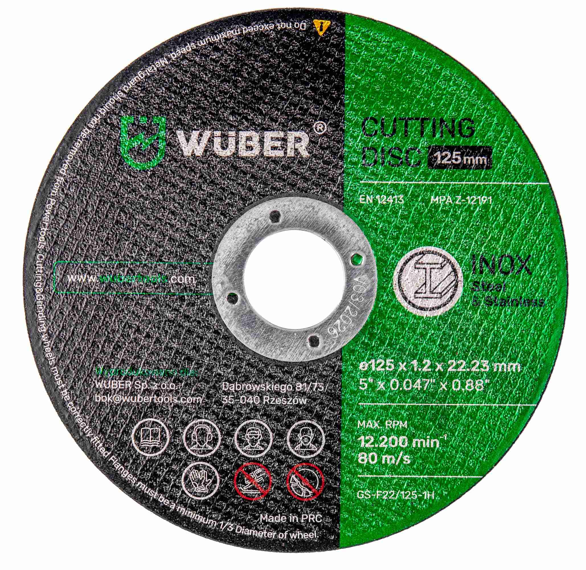 Tarcza do metalu 125×1,2 mm 20 sztuk WUBER