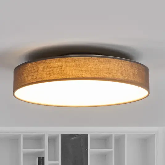 Lampa sufitowa LED Saira z tkaniny, 40 cm, szara